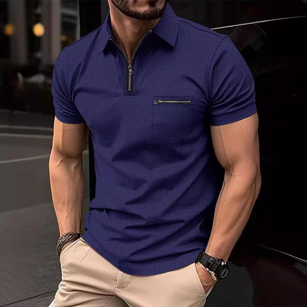 Fashion human Mode heren poloshirt met knoopjes en Henley-kraag, sport en rits S wit
