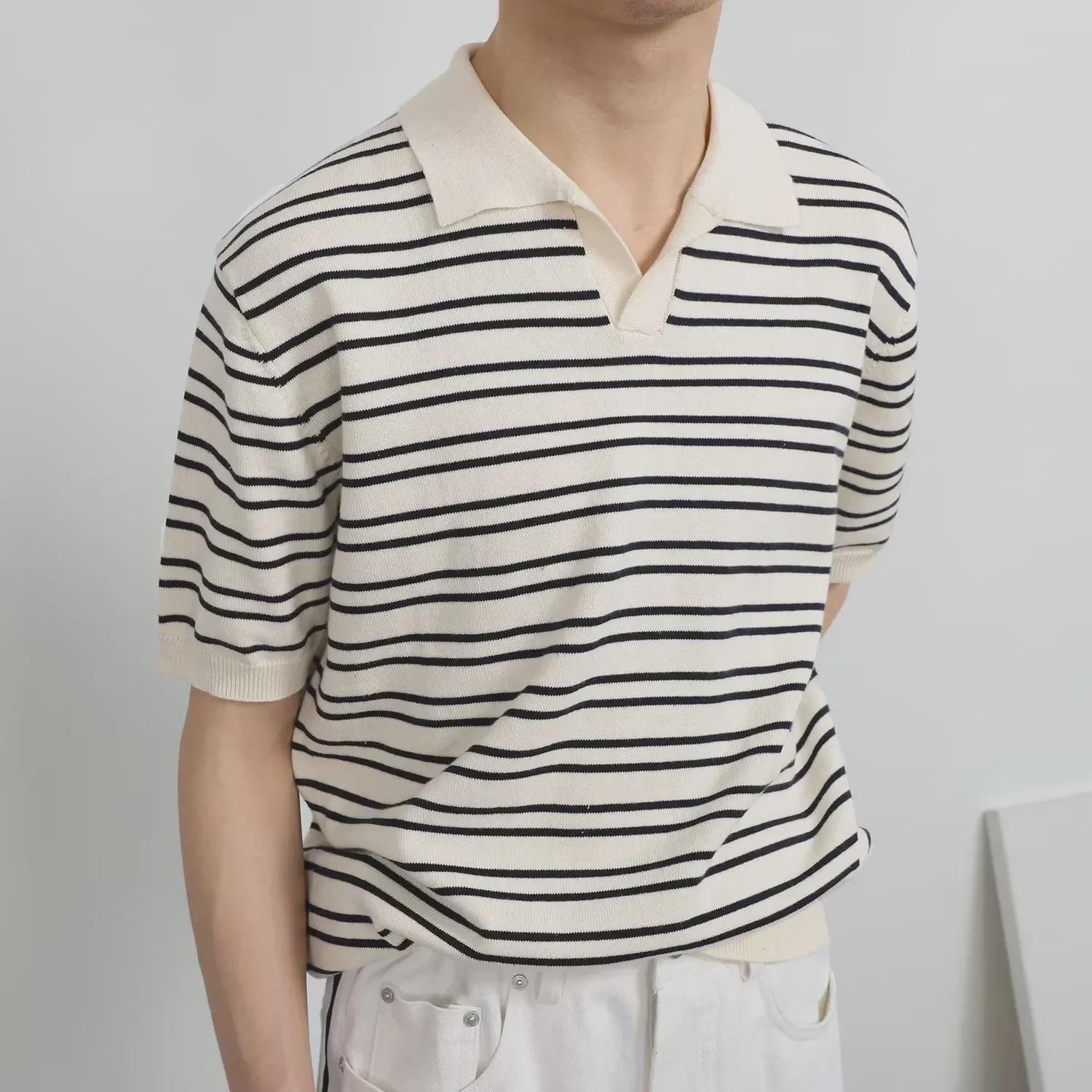 VantaGoods Trendy heren zomer 2023 Koreaanse stijl losse pasvorm poloshirt met korte mouwen XXXL abrikoos