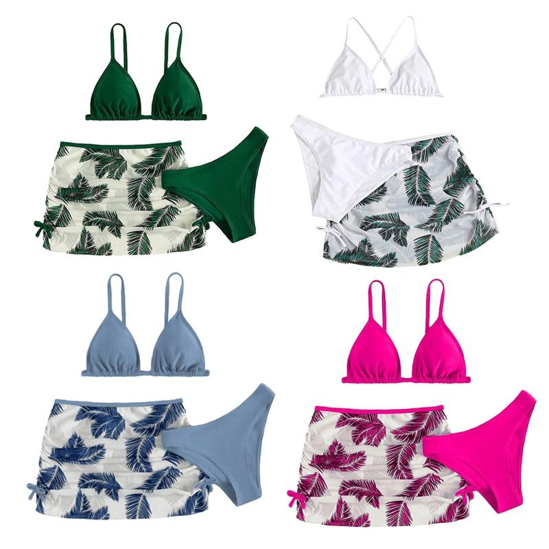 Sunshine kids clothing 8-13 jaar Kinderen Meisjes Zomer Bikini Badmode BH Slip en Rok 3-delig Badpak Strandkleding 150