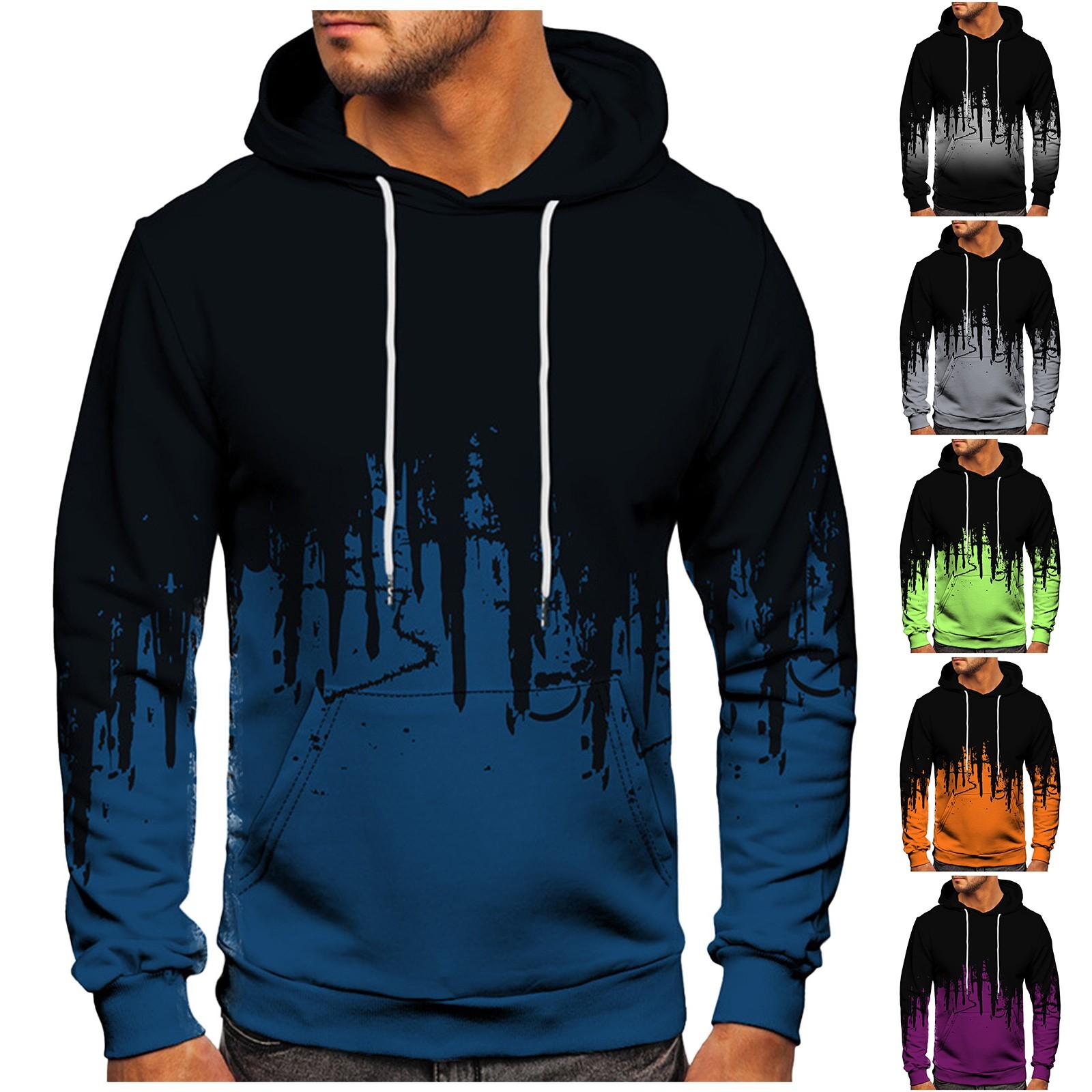 Ren Bag Los bedrukt sweatshirt met capuchon voor heren Casual mode-sportsweatshirt voor heren L zwart