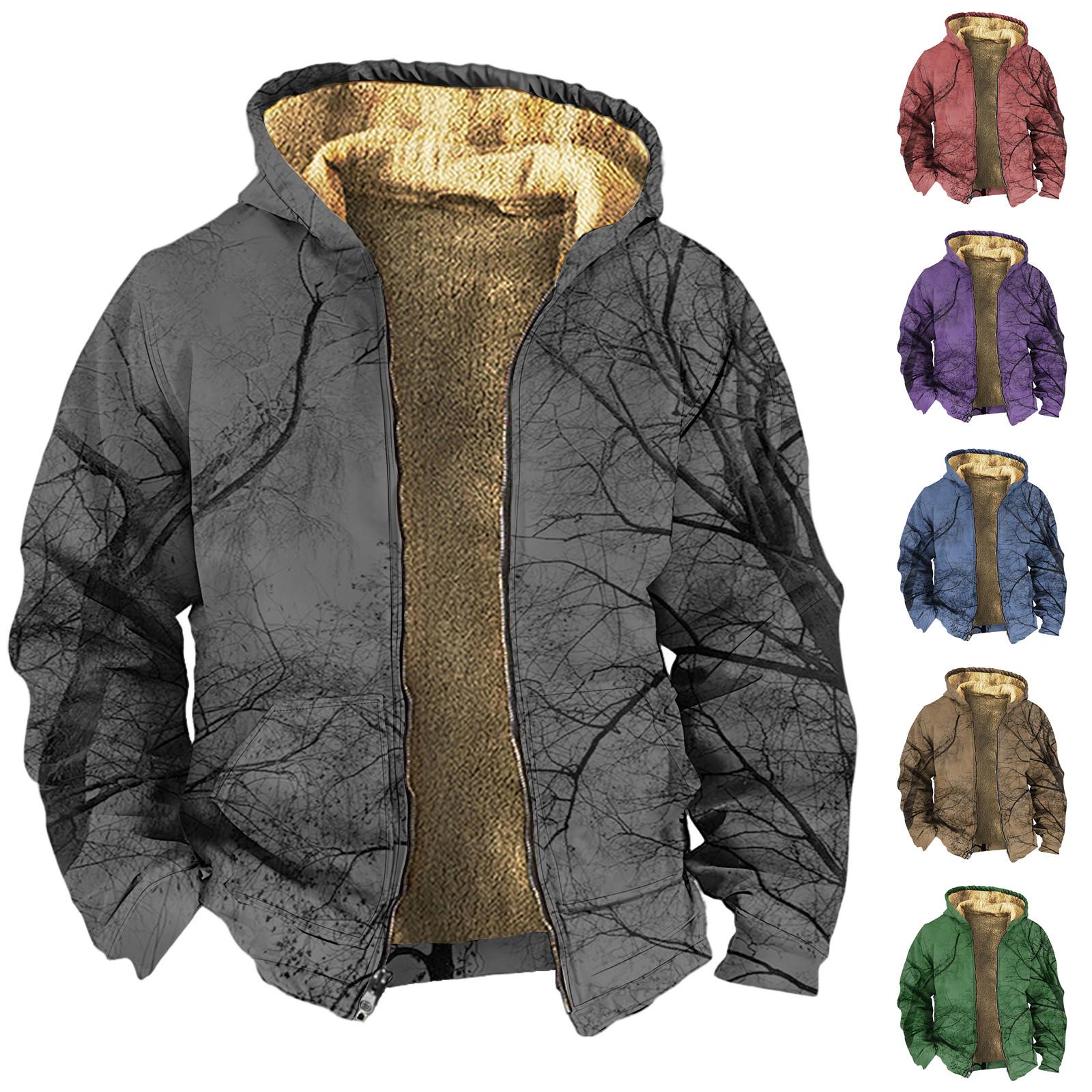 Ren Bag Heren Winter Rits Capuchon Fleece Sweatshirt Met Opgestikte Zak Casual Jack L blauw