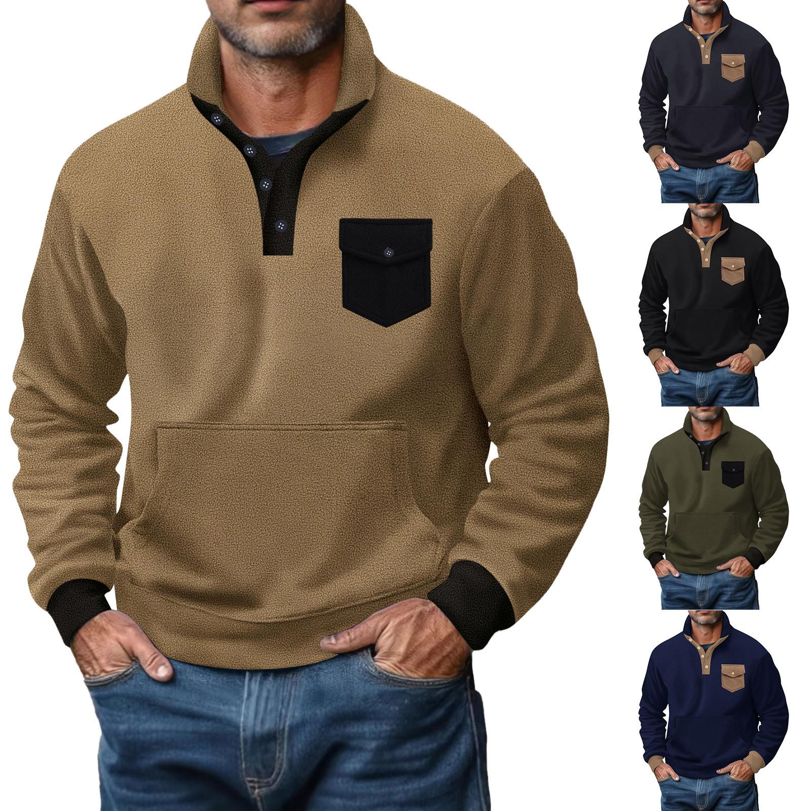 Winnerer Uranus Heren Sweatshirt Losse Effen Kleur Outdoor Warm Ademend T-shirt Top L legergroene kleur