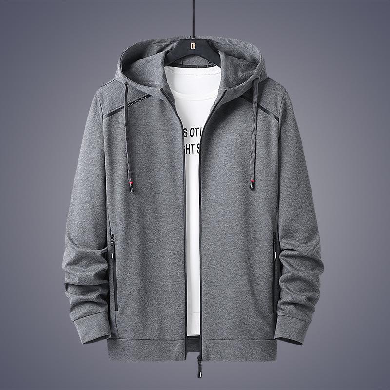 Global UI Herfst en winter herenkleding jas groot formaat casual mode effen kleur stiksels hooded sweatershirt jas merk L
