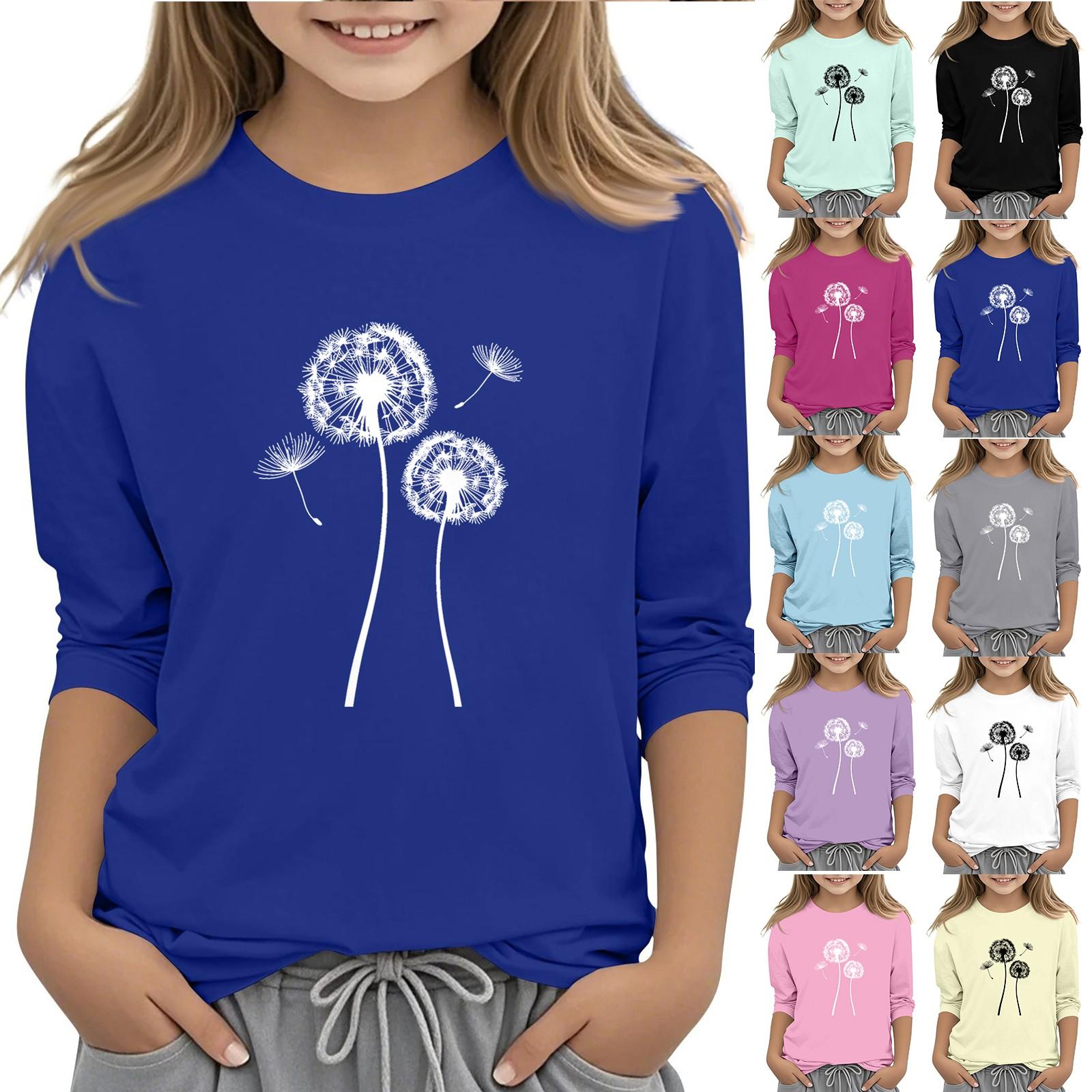 Hong Decor Children's 7-point sleeved round neck top print fashion casual T-shirt 130 wit