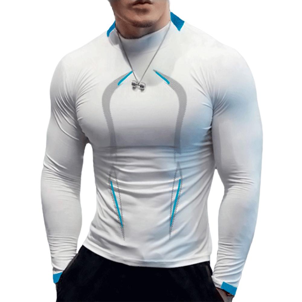 Explorer Outdoors Heren sneldrogende sport fitness top met lange mouwen, lichtgewicht T-shirt, gymblouse 2XL wit