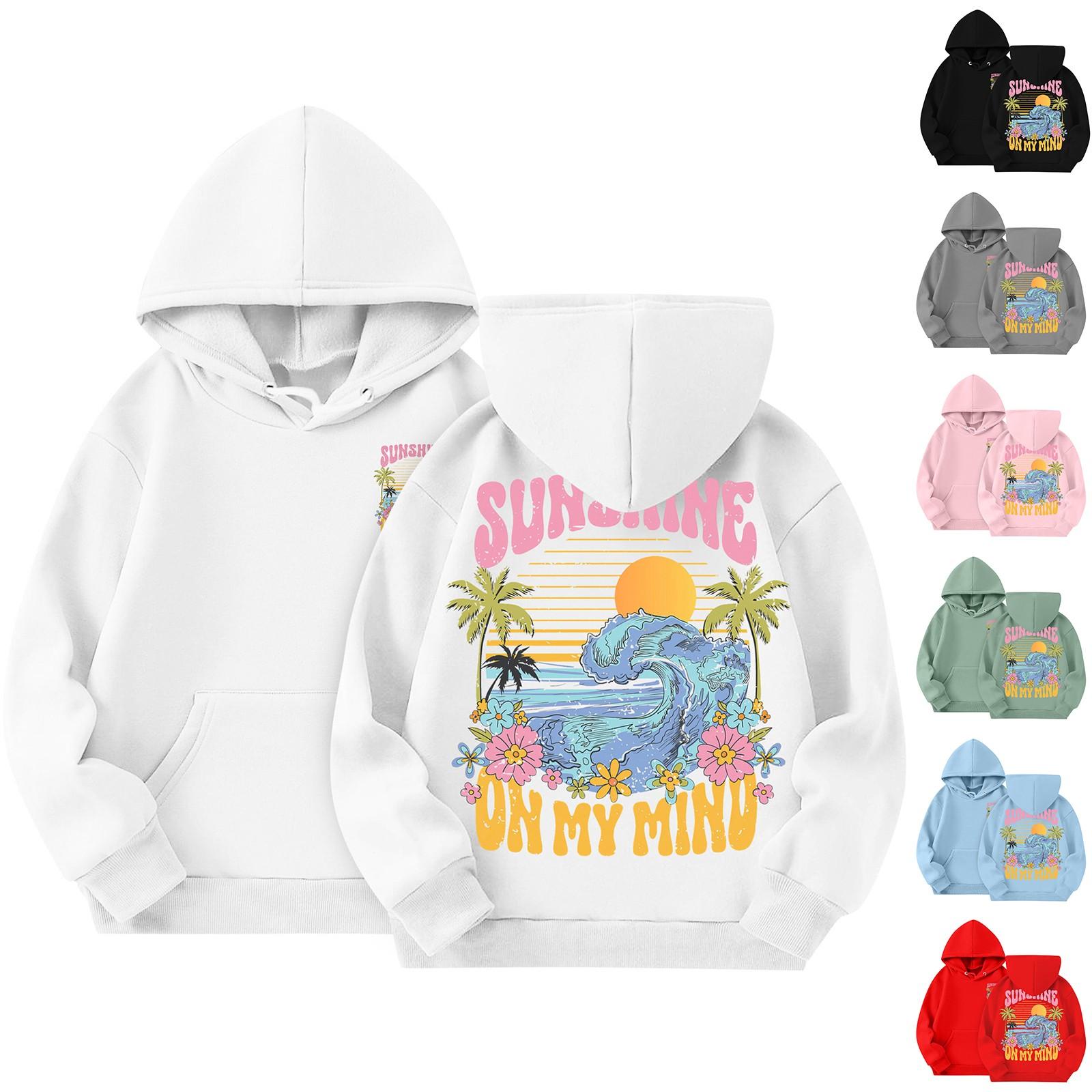 Winnerer Saturn Kinderen Hoodies Losse Bedrukte Capuchon Sport Shirt Modieus Sport Shirt 110 zwart