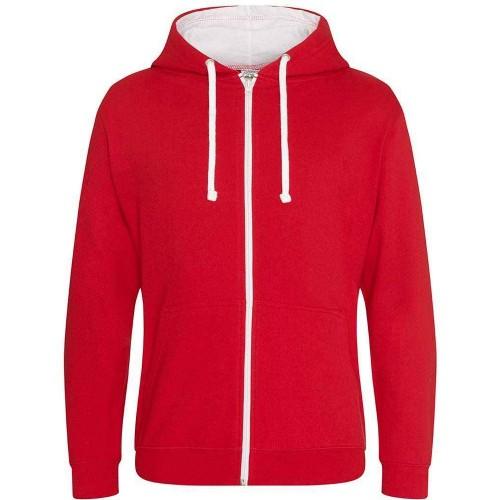 Awdis Varsity herenhoodie met volledige ritssluiting L wit/brandweerauto rode kleur