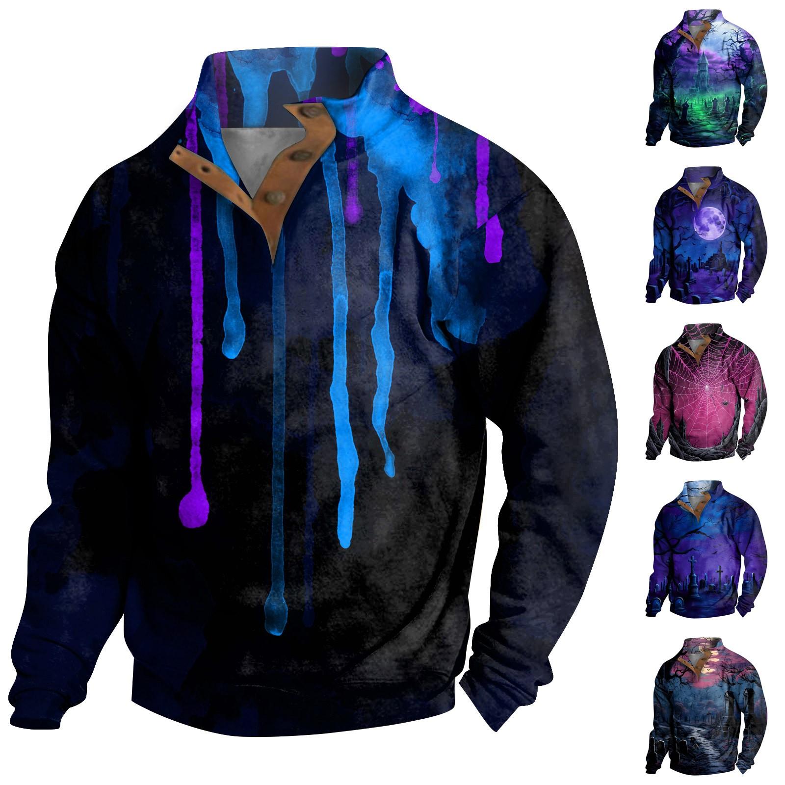 Ximalaya Lente en herfst herensweatshirt met staande kraag is outdoor casual truien tops XXXL zwart