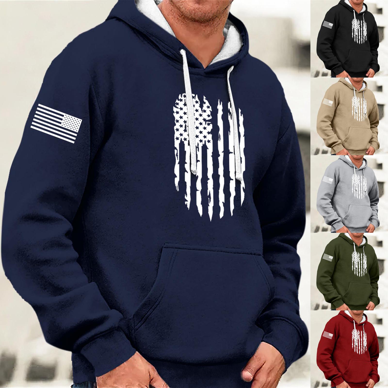 YiGeiWoLiGiaoGiao Modeprint losse heren- en damessweater met lange mouwen en capuchon M blauw