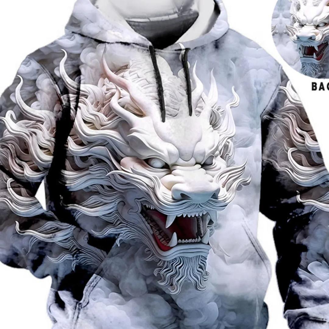 ETST 011 Chinese Nieuwjaar Draak Hoodie Heren Grafische Dierenprints Dagelijks Klassiek Casual 3D Pullover Streetwear Hoodies Lange Mouw Capuchon S