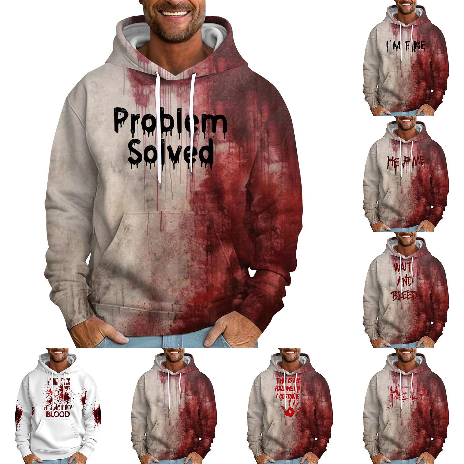 Wnzdswn Los bedrukt sweatshirt met capuchon voor heren Casual mode-sportsweatshirt voor heren M wit