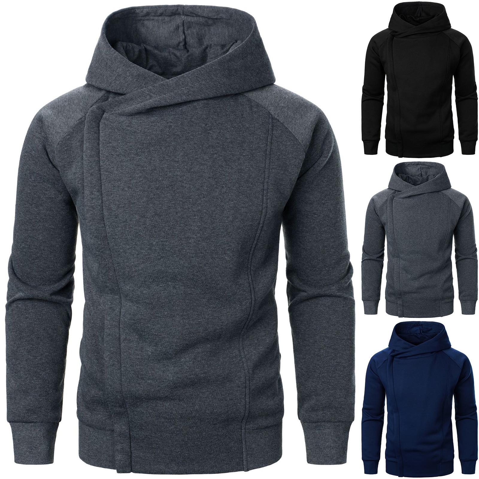 Ximalaya Heren rits pullover lange mouw hooded sweatshirt tops blouse L zwart