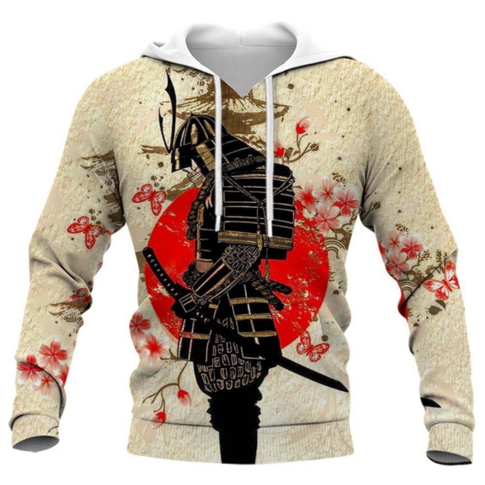 ETST 009 Mode Heren Hoodies Japanse Samurai 3D Heren Hoodies Casual Persoonlijkheid Herenkleding Harajuku Sweatshirts S