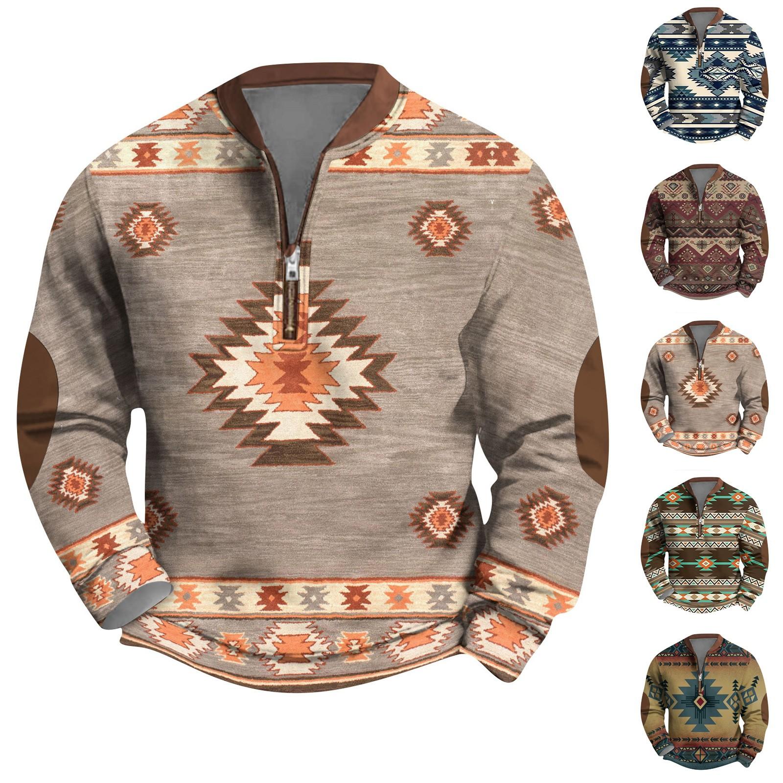 Xingben Two Heren Retro Casual Gradient Bedrukt Sweatshirt S blauw
