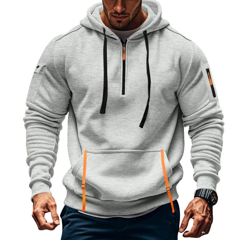 HerSight Herfst winter pullover heren casual multi rits arm zak hoodie pullover plus fleece hoodie heren S Vloot