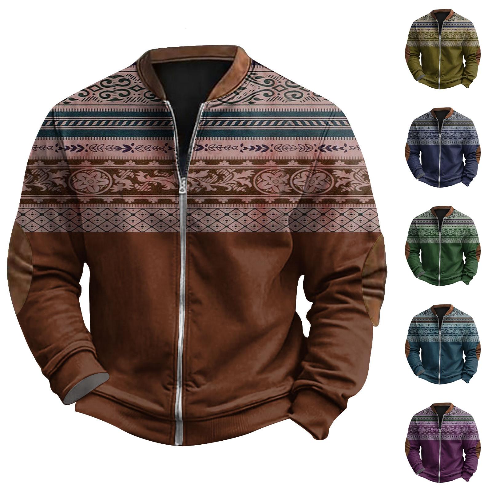 Ren Bag Heren Retro Casual Gradient Bedrukt Sweatshirt L legergroene kleur
