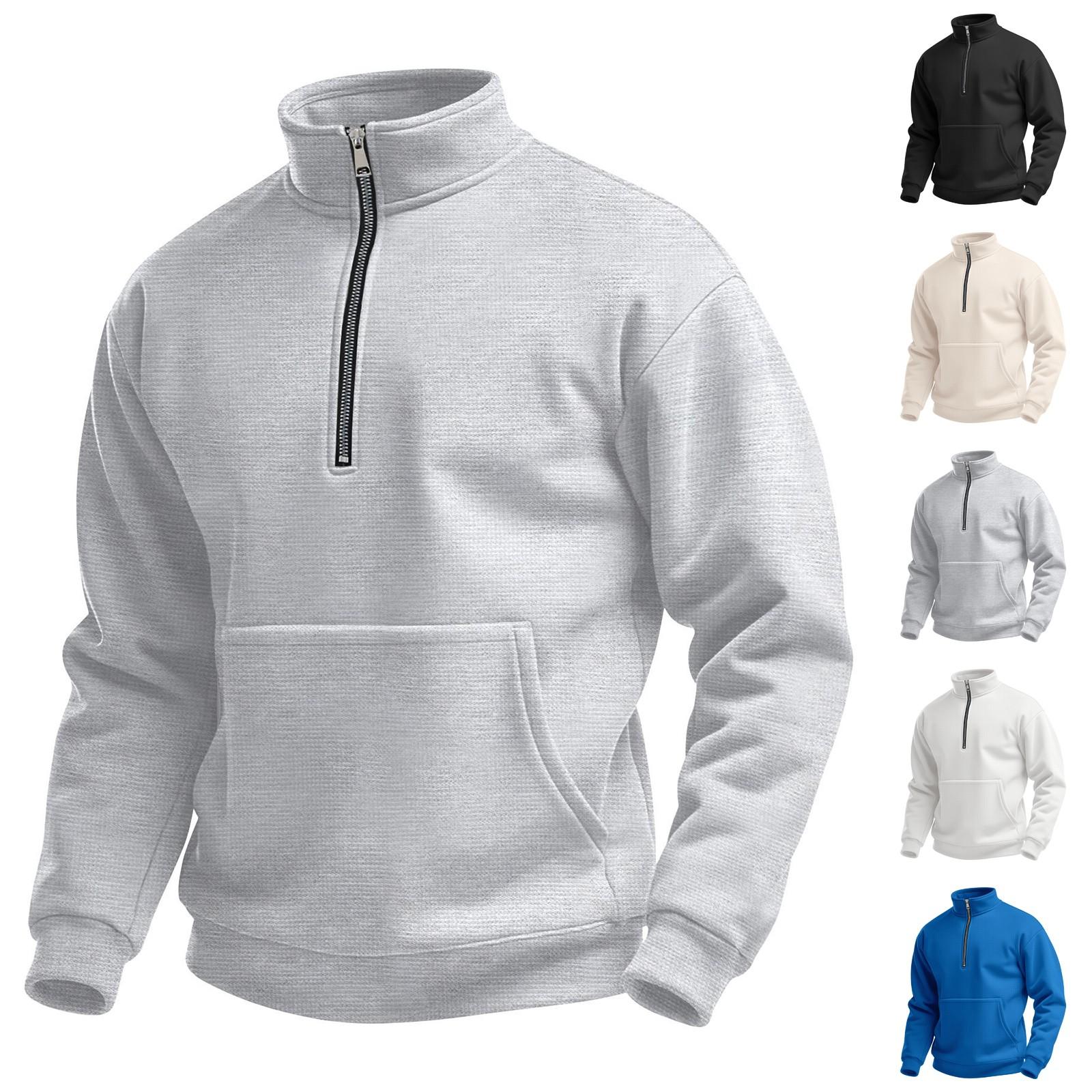 Master key Heren casual outdoor trui met hoge hals, halve ritszak en lange mouwen M kaki