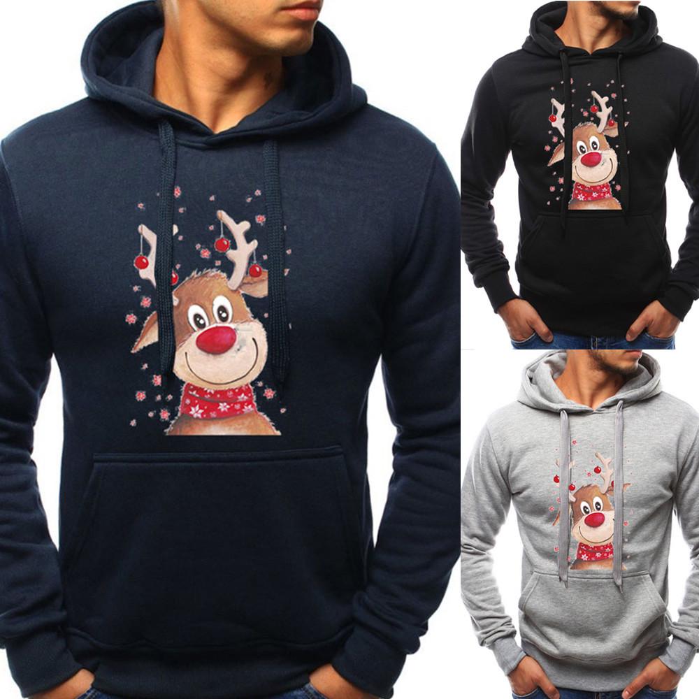 Wnzdswn Heren lange mouwen herfst winter kerst casual sweatshirt hoodies trainingspakken M zwart