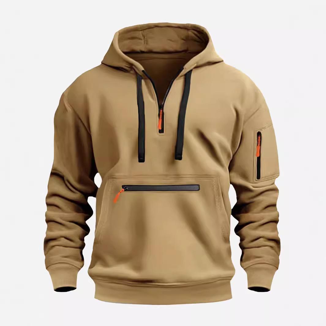 Top Men Wardrobe Waterdichte hoodie met rits voor heren - Herfst/winter casual sportkleding M zwart