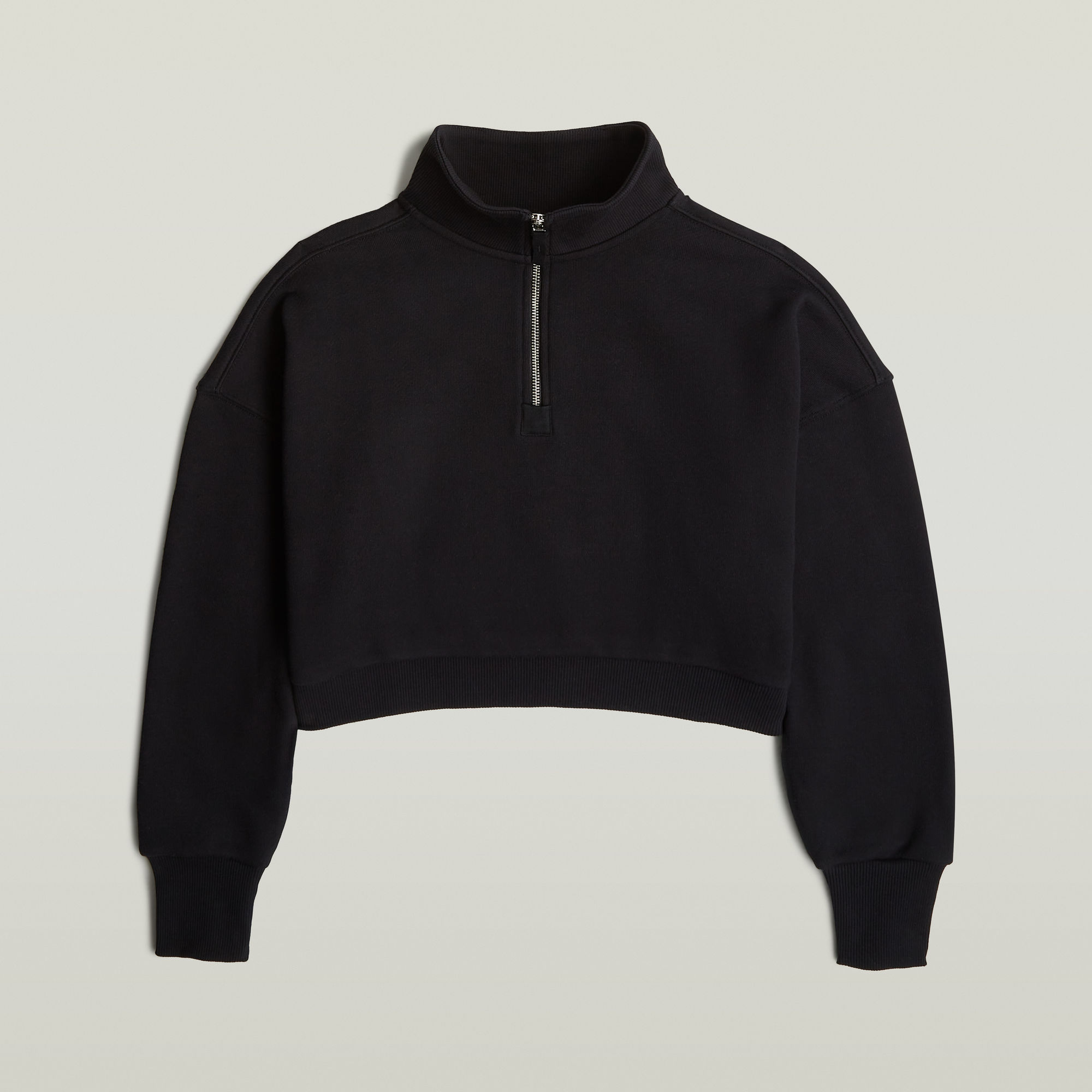 G-Star RAW Cropped Half Zip Loose Sweater - Zwart - Dames