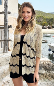 The Musthaves Gehaakte Lurex Cardigan Beige
