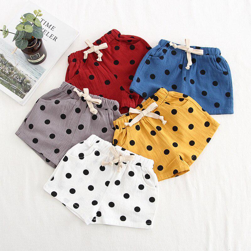 Selfyi Zomer kinderen baby meisjes stip print korte broek broek kinderen knielengte casual shorts 80 wit