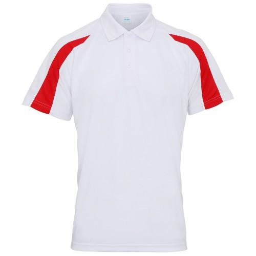 Awdis Just Cool Mens Short Sleeve Contrast Panel Polo Shirt L rood/wit