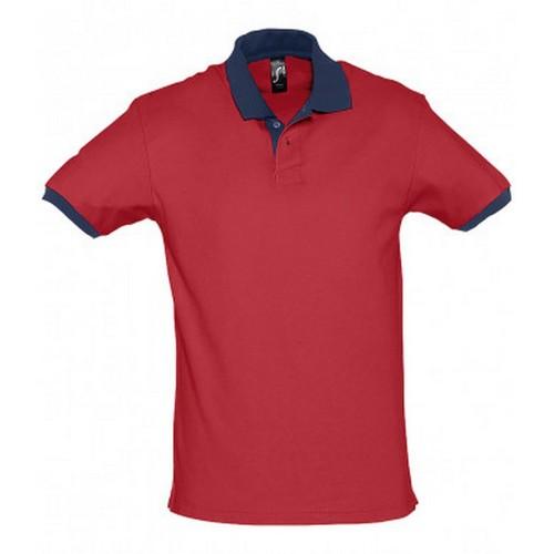 SOLS Prince unisex katoenen poloshirt met korte mouwen en contrasterende piqué L zwart/rood
