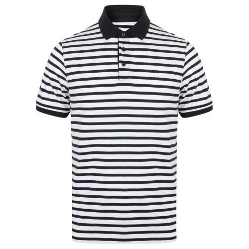 FRONT ROW heren gestreept jersey poloshirt L Vloot/grijs