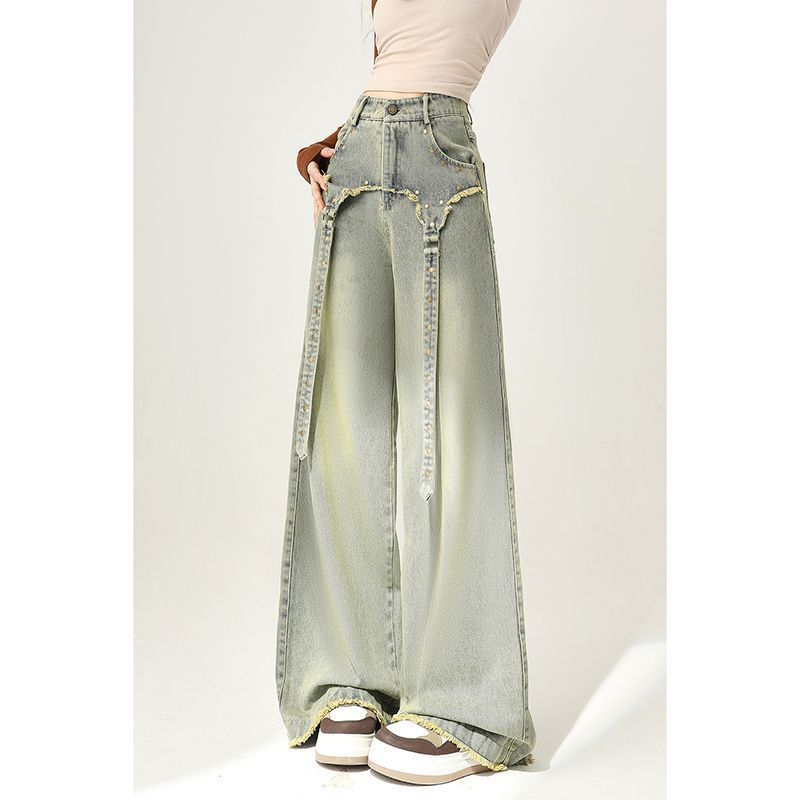 Exotic 2024 Nieuwe Rechte Broeken Voor Vrouwen Vintage Baggy Hoge Taille Denim Broeken Y2k Harajuku Instagram Stijl baggy jeans S grijs