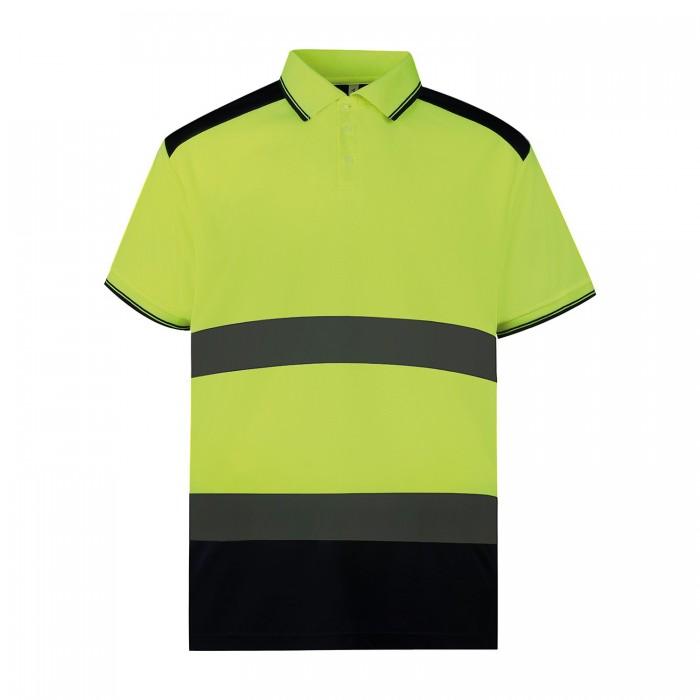 Yoko heren poloshirt met hoge zichtbaarheid S geel