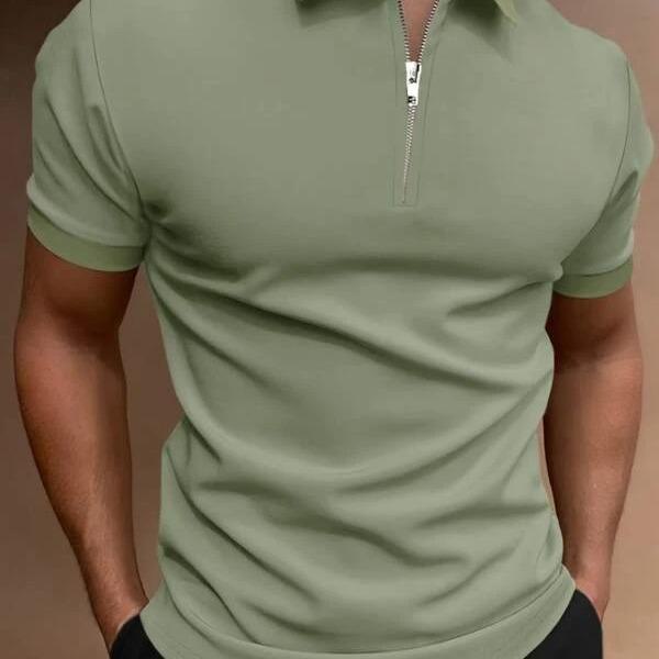 AI Supermarket Heren effen poloshirt met korte mouwen - casual pasvorm met revers, Europese en Amerikaanse stijl M donkergrijze kleur