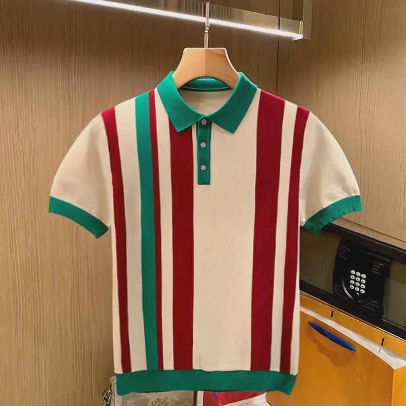 VantaGoods Britse luxe heren slim fit gestreept poloshirt - Italiaans design, korte mouwen, elegante gebreide trui XL