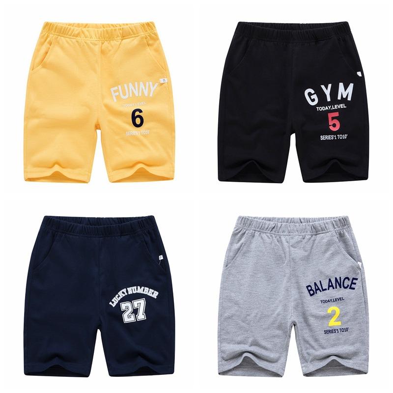 Milost Kinderen Shorts Jongens Broeken Hardlopen Sport Korte Broeken Nummer Bedrukt Katoen Zomer Strand Kleding 130 geel