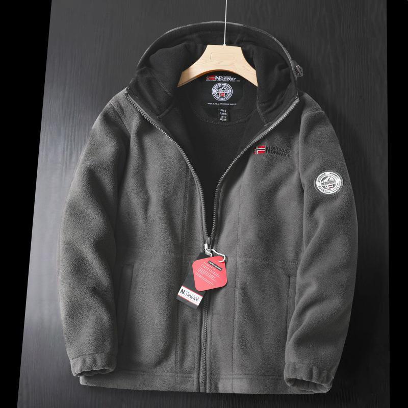 AI Supermarket Heren winter dikke dubbellaagse polarfleece capuchonjas - koudebestendig, warm, grote maat XXL grijs