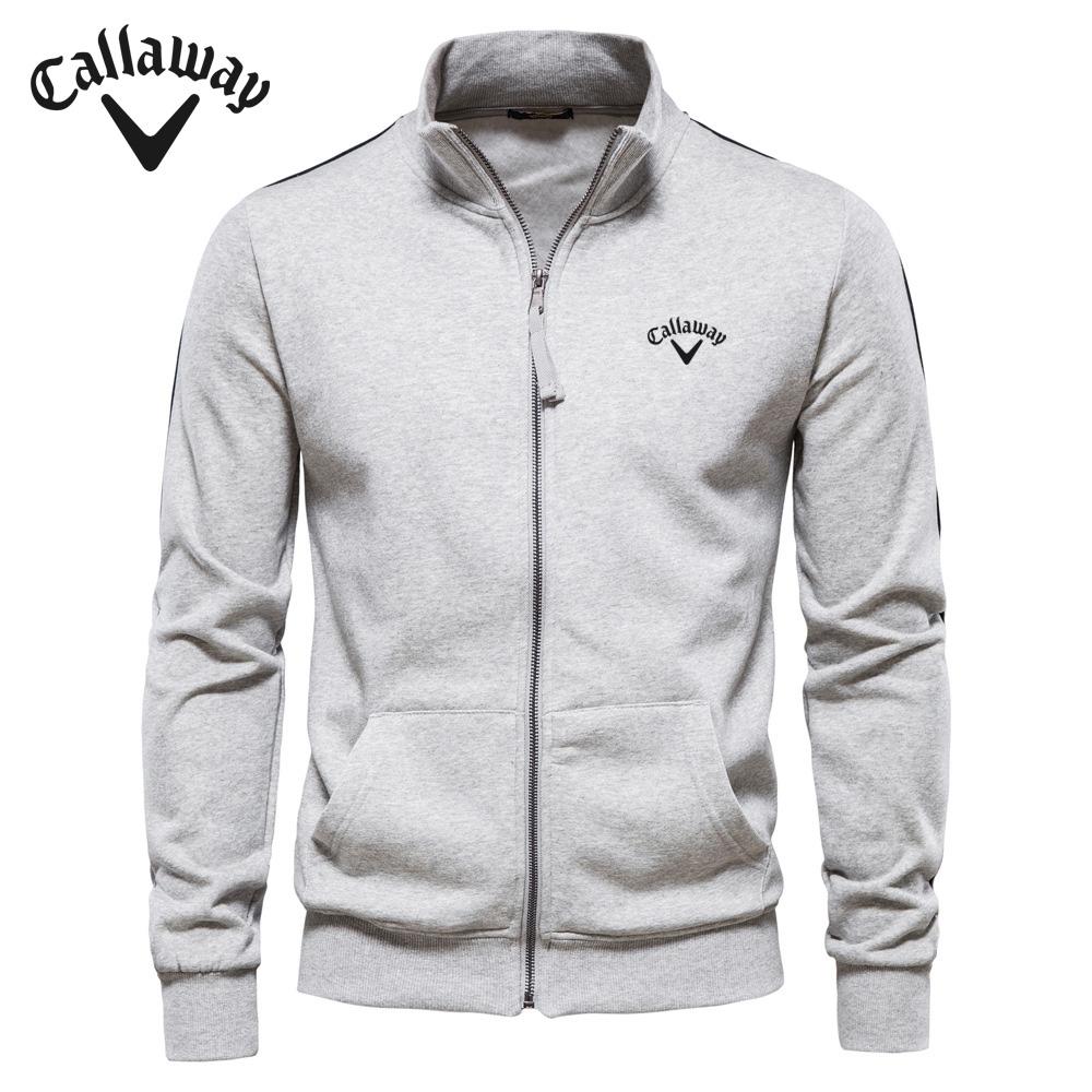 Callaway Geborduurde Herfst Winter Nieuwe Heren Opstaande Kraag Rits Lange Mouw Sweatshirt Sport Contrasterende Kleur Casual Cardigan Jas S