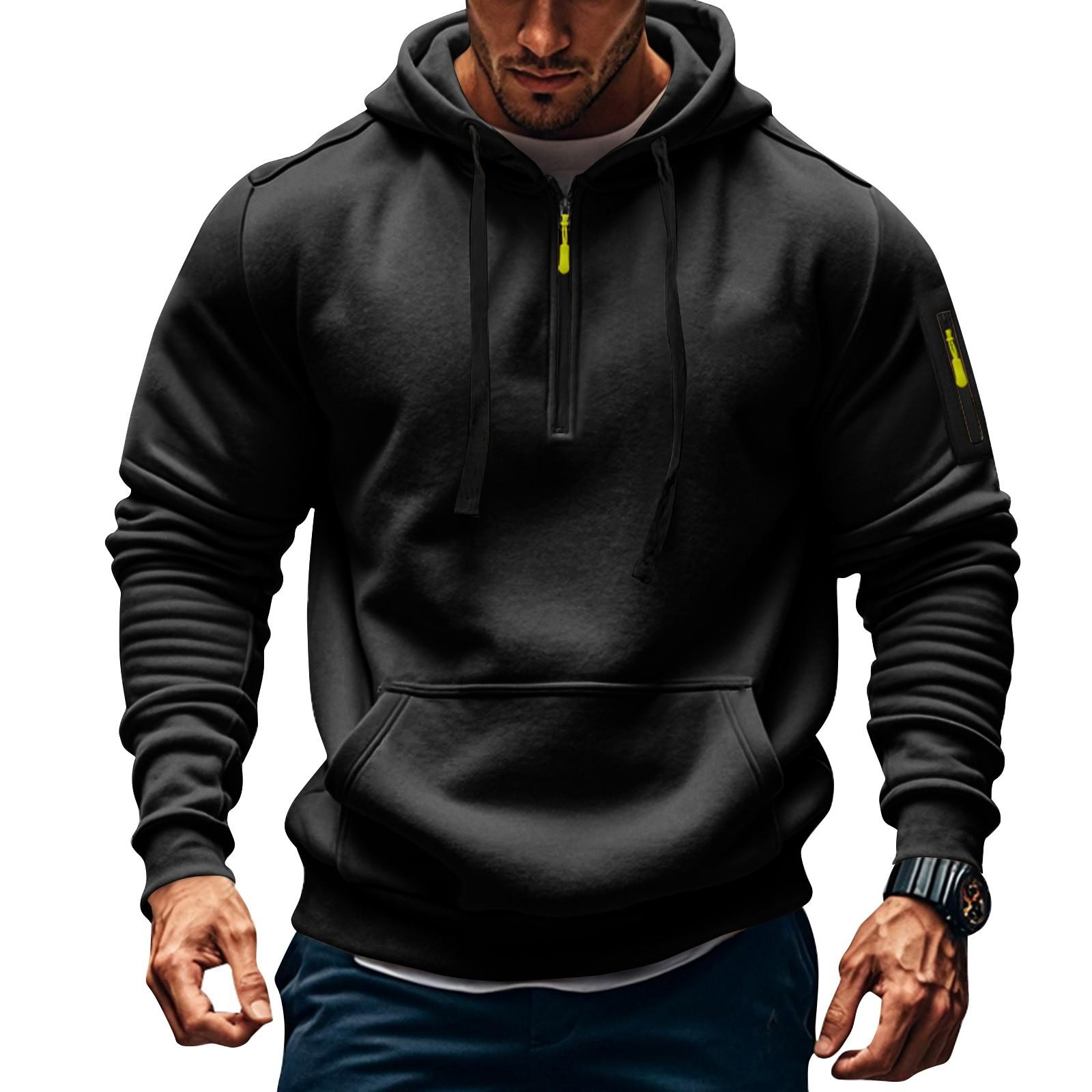 Explorer Outdoors Heren Sweatshirt Hoodie Rits Arm Zak Cardigan Heren Sport Grote Maat Casual Hoodie M
