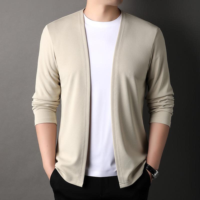 Lay Lay Heren Lente en Herfst Casual V-hals Lange mouwen Jas Vest Slim Effen Kleur Losse Dunne Sectie Gebreide Tops 4XL