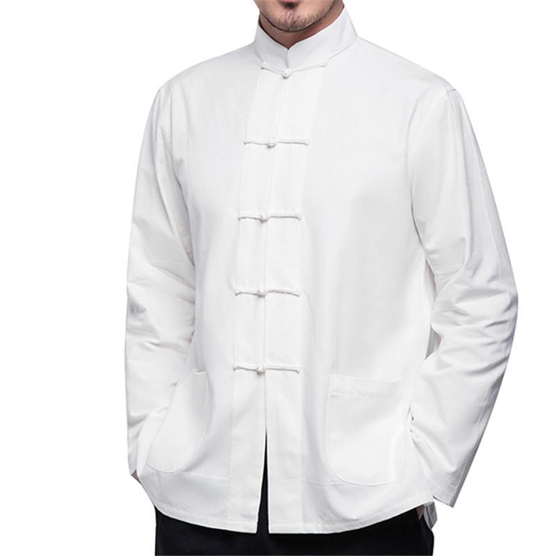 Tooyoo Herfst mannen Chinese Stijl Katoen Linnen Jas Losse Kimono Vest Mannen Effen Kleur Linnen Bovenkleding Jas Jassen 160 wijnrode kleur