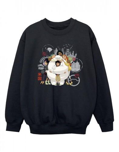 Disney Girls Big Hero 6 Baymax Group Hug-sweatshirt 5-6 Years wit