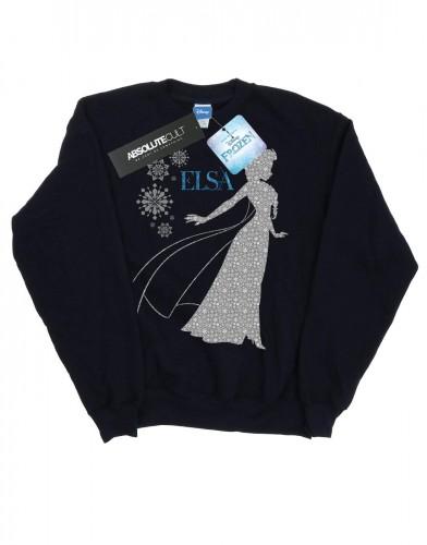 Disney Girls Frozen Elsa Kerstsilhouet Sweatshirt 7-8 Years wit