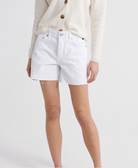 Superdry Vrouwen Middellange Denim Short Wit