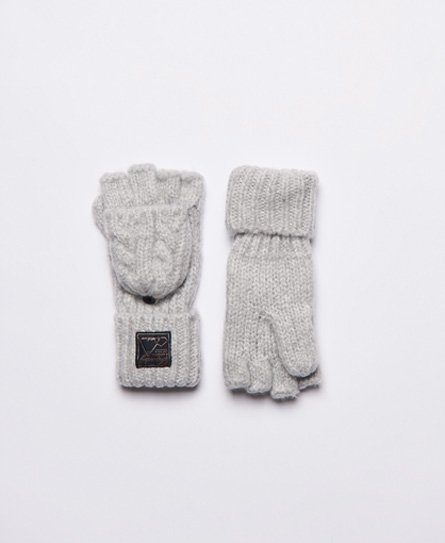 Superdry Vrouwen Tweed Handschoenen met Kabelpatroon Grijs