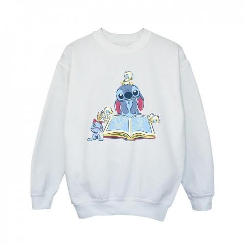 Disney Girls Lilo & Stitch die een boek lezen Sweatshirt 5-6 Years wit