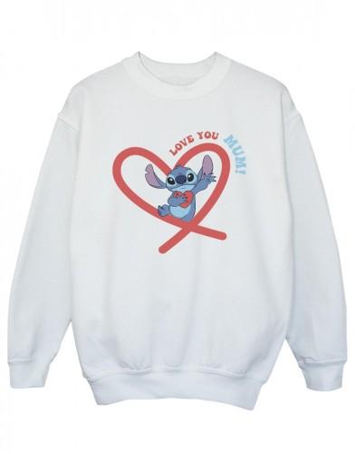 Disney Girls Lilo & Stitch Love You Mum Sweatshirt 5-6 Years wit