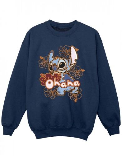 Disney meisjes Lilo en Stitch Ohana oranje hibiscus sweatshirt 5-6 Years wit
