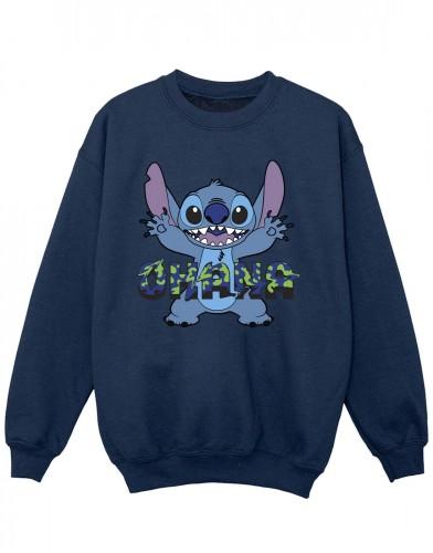 Disney Lilo en Stitch Ohana blauw Glitch sweatshirt voor meisjes 5-6 Years wit