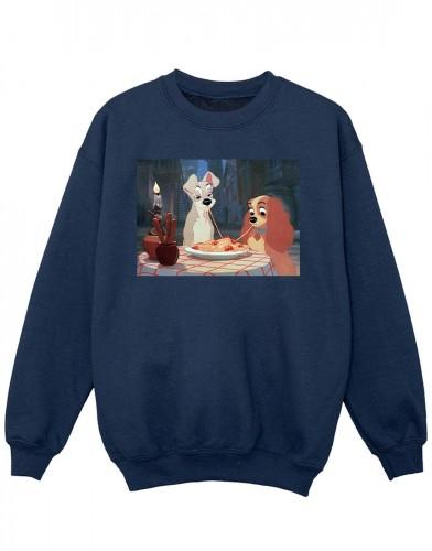 Disney Girls Lady en de Vagebond Spaghetti Foto Sweatshirt 5-6 Years wit