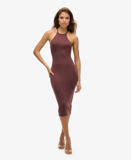 Superdry Vrouwen Jersey Midi-jurk met T-rug Bruin