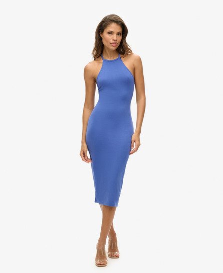 Superdry Vrouwen Jersey Midi-jurk met T-rug Blauw